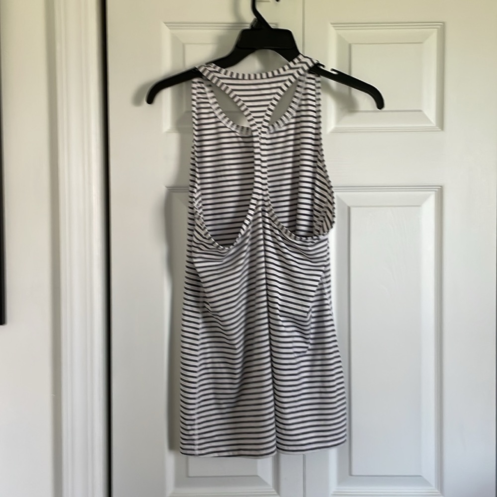 Athleta, sz M, racerback, blue and white striped. - Picture 4 of 6